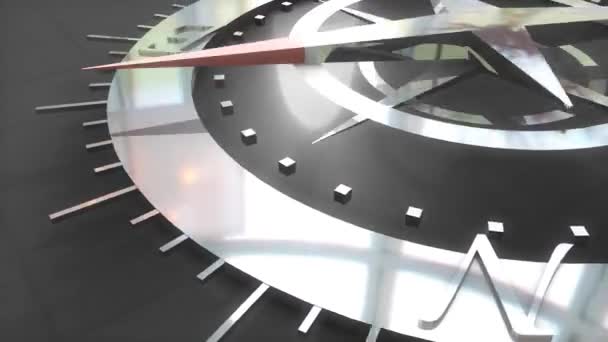 Kompas Concept Glanzend Staal Richting Megnetisch — Stockvideo