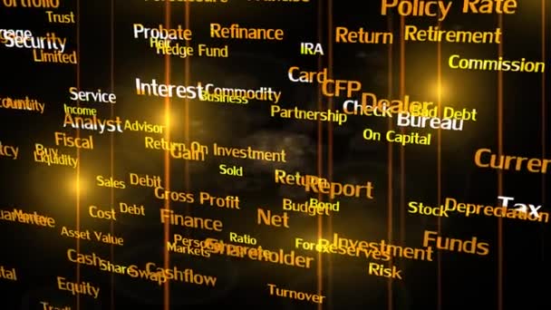 Termini Commerciali Finanziari Animazione Testo Spazio — Video Stock