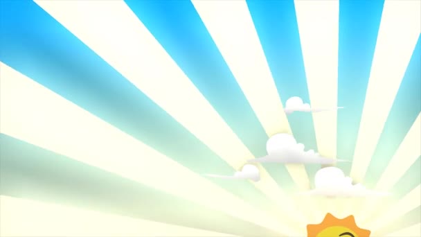 Cartoon Look Animation Fröhliche Sonne Geht Auf — Stockvideo