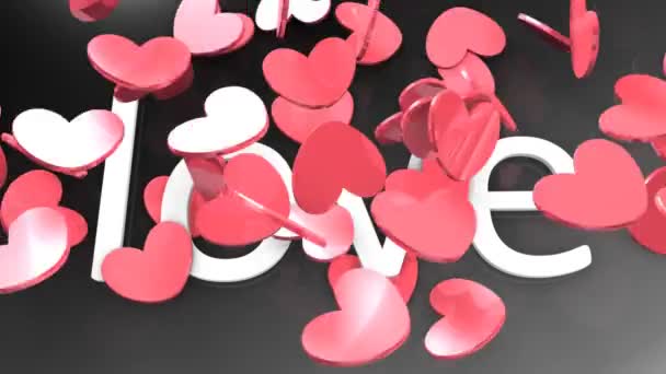 Animatie Hartvormige Chips Laten Vallen Liefde Rood — Stockvideo