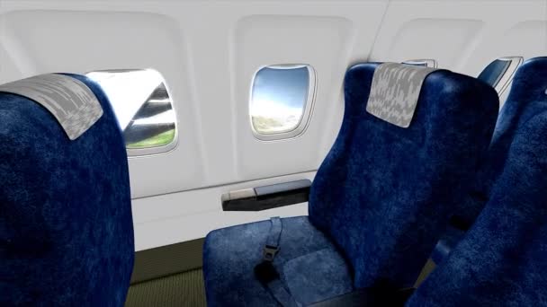 Bilgisayar Üretildi Ticari Jet Uçağı Kabin Görüntüsü Canlandırması — Stok video