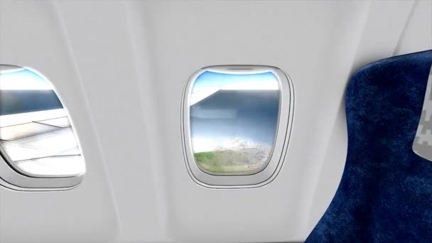 Мбаппе Анимация Видом Салон Реактивного Самолета — стоковое видео