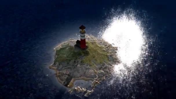 コンピューター アーティストのレンダリング 島の灯台 — ストック動画