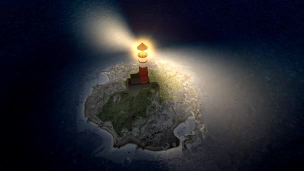 Bilgisayar Üretimi Sanatçı Tasarımı Bir Adanın Üzerinde Deniz Feneri — Stok video