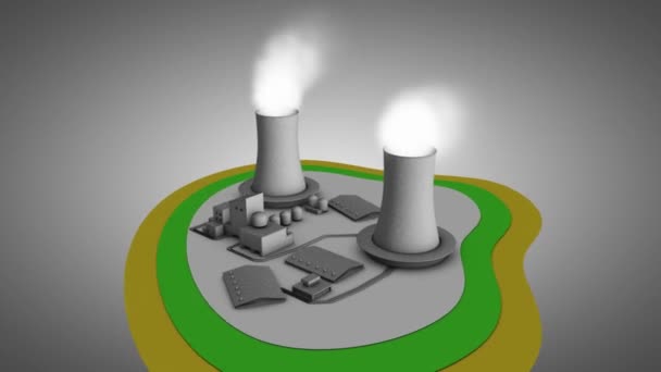 Nükleer Reaktörün Boyutlu Çizimi 360 Derece Görünüm Döngü — Stok video