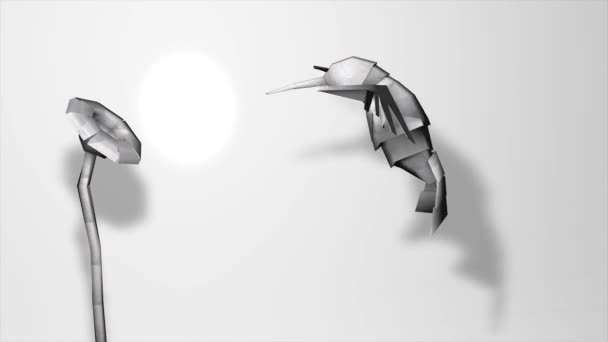Творча Анімація Паперовий Колібрі Птах Орігамі Ремесло — стокове відео