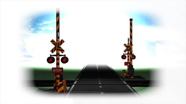 Δημιουργία Ηλεκτρονικών Υπολογιστών Rendering Railroad Διασταύρωση Animation — Αρχείο Βίντεο