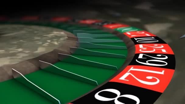 Roulette Hjul Närbild Kasino Spel Spel Satsning — Stockvideo