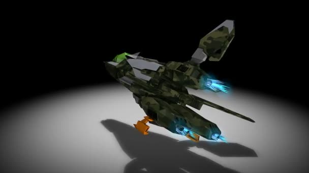 Futuristic Space Super Fighter Camouflaged Alpha Channel Include — Stock Video