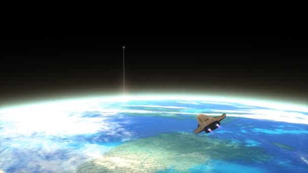 Ascensor Espacial Del Futuro Ficticio Órbita Exploración — Vídeos de Stock