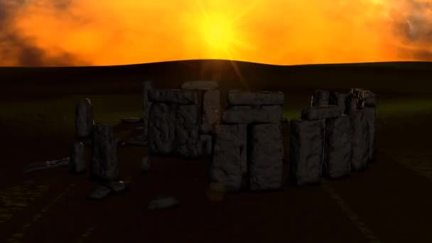 Günbatımında Stonehenge Harabe Görüntüsü — Stok video