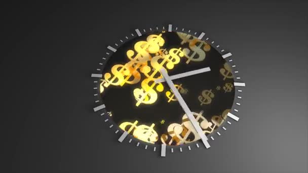 時間とお金の概念のアニメーション クロック タイミング 実行中 — ストック動画