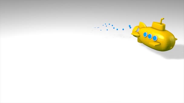 Веселая Анимация Игрушечная Подводная Лодка Пузырь Желтый — стоковое видео
