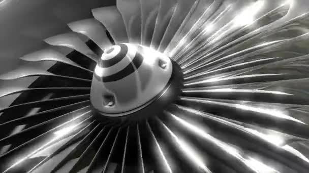 关闭涡轮发动机前风扇 喷气式飞机 — 图库视频影像