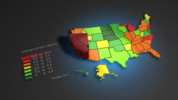 Tasso Disoccupazione Negli Stati Uniti Ottobre 2012 Infografica Animata — Video Stock