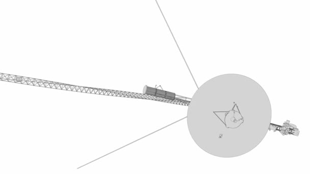 Sonda Espacial Voyager Dibujo Líneas Técnicas Espacio — Vídeos de Stock