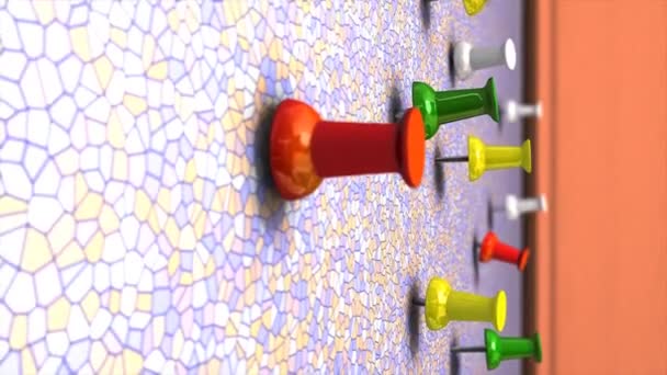 Wall Pin Animation Close Push Thumb Colourful — Stock Video