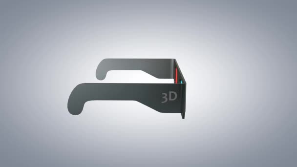 3Dメガネは アルファマットと360アニメーションを回転 — ストック動画