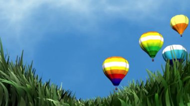 Güzel esintili bir gün ve sıcak hava balonu.