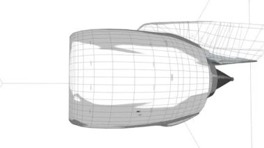 Ticari jet motoru 3D kablo çerçevesi.
