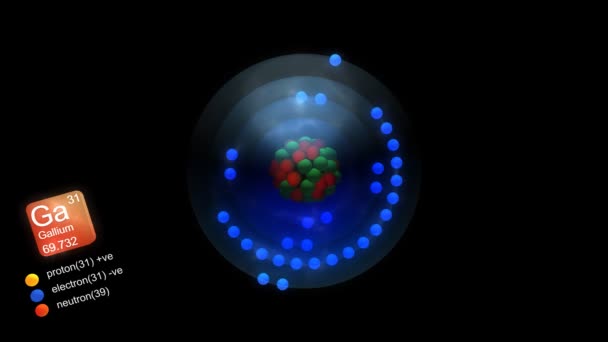 镓原子 具有元素的符号 质量和元素类型的颜色 — 图库视频影像