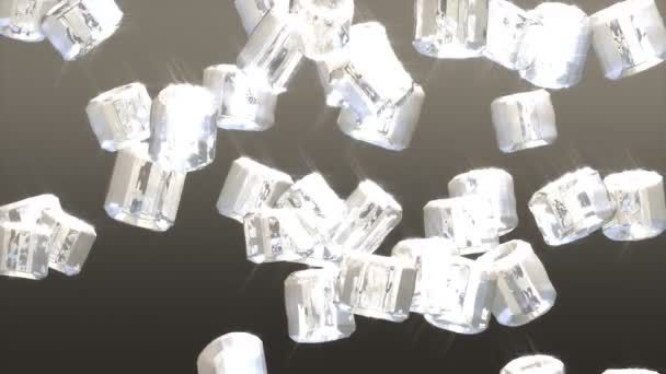 Ice Cubes Drop Animationm Freshness Glass Liquid — Stock Video