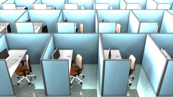 Office Cubicles Interior Building Partition Space Work — 图库视频影像