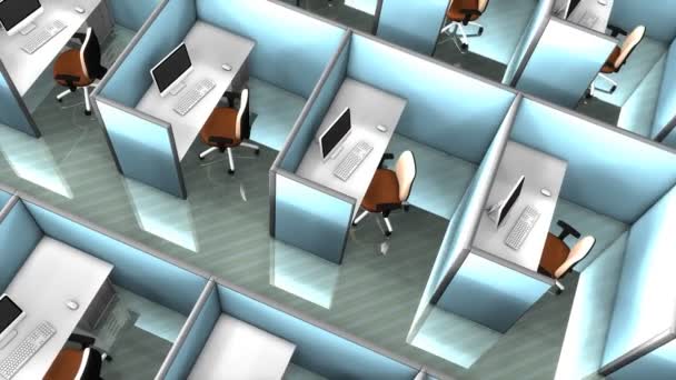 Office Cubicles Interior Building Partition Space Work — Stock Video