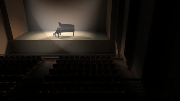 Concepto Artista Piano Escenario Sala Audiencias — Vídeos de Stock