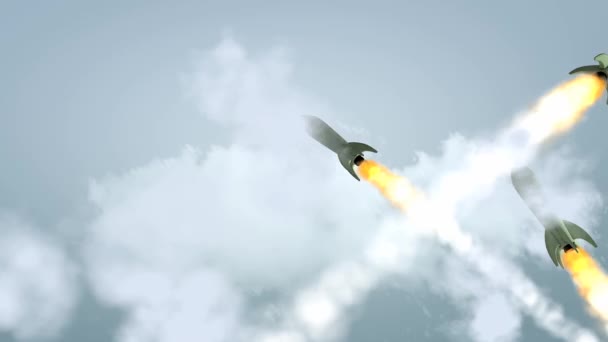 Concepto Ataque Misiles Animación Guerra Mundial Armas Misiles — Vídeos de Stock