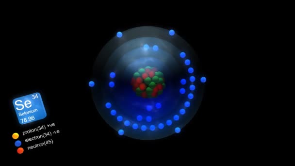 硒原子 具有元素的符号 质量和元素类型的颜色 — 图库视频影像