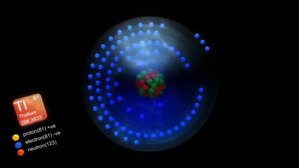 Thallium Atom Symbolem Elementu Číslem Hmotností Barvou Elementu — Stock video