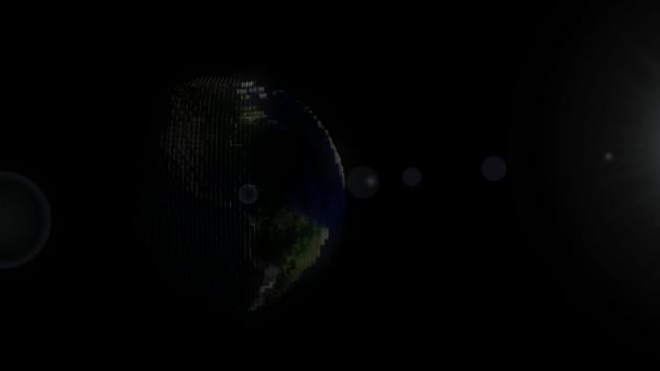 Planeta Terra Pixelada Eras Digitais — Vídeo de Stock