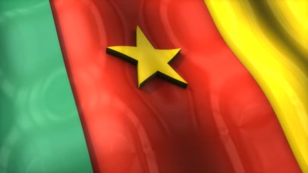 Vlag Kameroen Zwaaien Rimpel Afrika Midden Oosten — Stockvideo