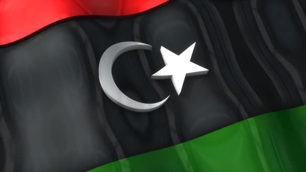 Σημαία Λιβύη Κυματισμός Κυματισμός Αφρική Μέση Ανατολή — Αρχείο Βίντεο