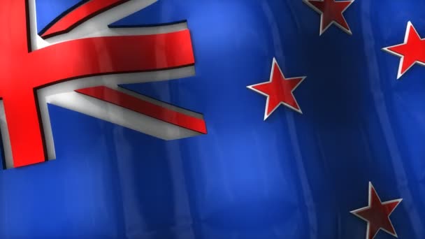 Flagga Nya Zeeland Viftar Krusning Asien Oceanien — Stockvideo