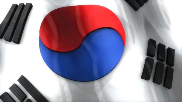 Flagga Sydkoreanska Viftar Krusning Asien — Stockvideo