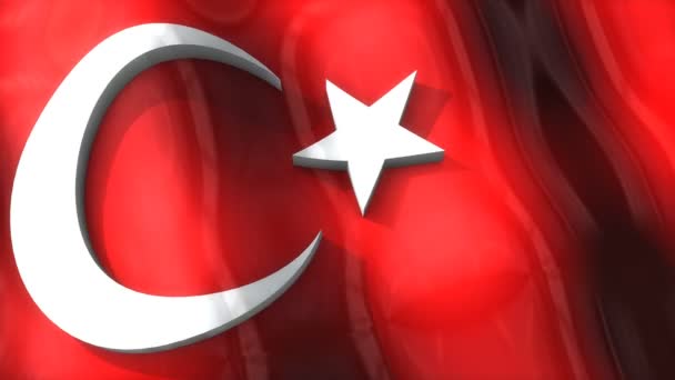 Flag Turkey Waving Ripple Europe — 图库视频影像
