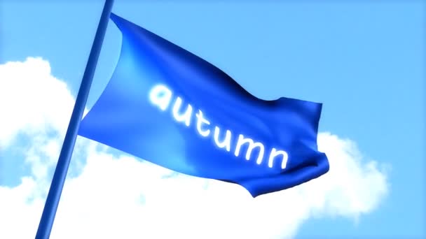 Flag Autumn Waving Blue Sky Day Time — ストック動画