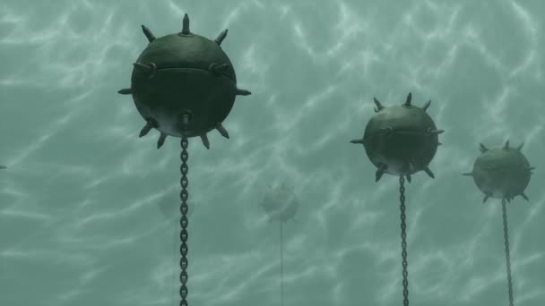 Artist Rendering Sea Mines Weapon Deadly — ストック動画