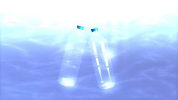 Podwodne Butelki Pływające Woda Plastik Odpady Zanieczyszczenia Morze — Wideo stockowe