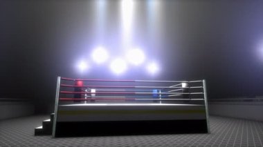 Spor sahasında bilgisayar üretilmiş, boks ringi boş.