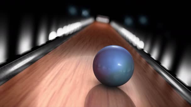 Generado Por Computadora Bowling Ball Strike Pov Animación — Vídeo de stock