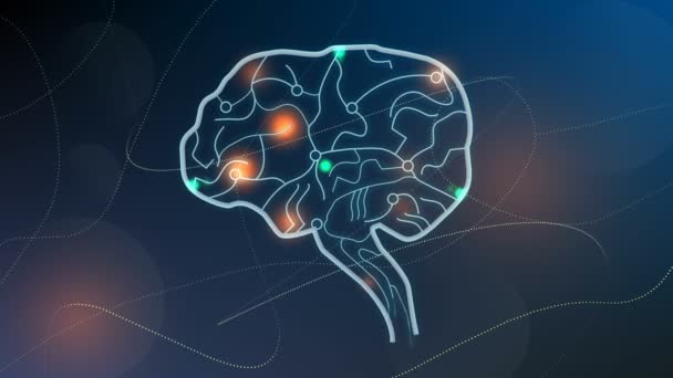 Computer Generated Human Brain Nodes Neuron — Stock Video