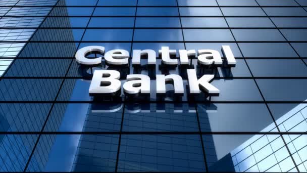 Centralbanken Byggnad Blå Himmel Tid Förflutit — Stockvideo