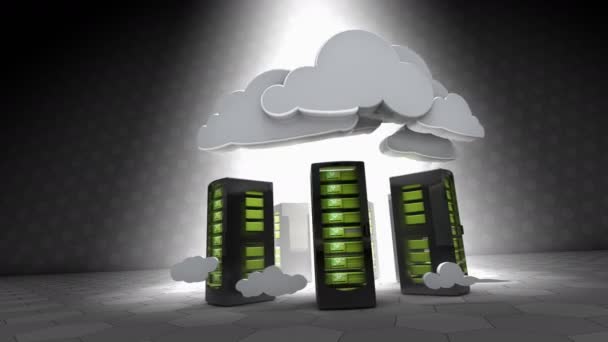 Concept Animation Cloud Computing Server Racks Technology — Stock Video
