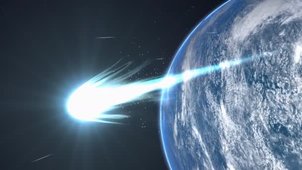 Počítač Generován Artist Rendering Bright Comet Flyby Earth — Stock video