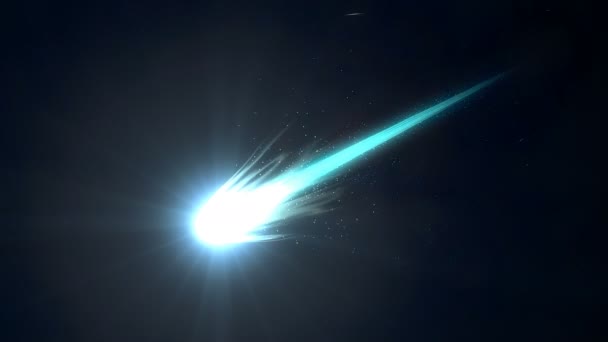 明亮明亮美丽的近视蓝色彗星 镁元素 — 图库视频影像