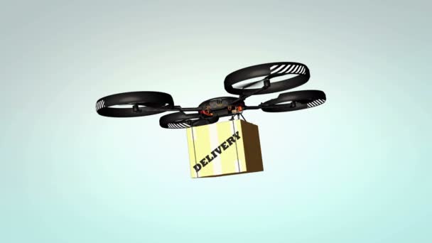 Computador Gerado Entrega Drones Quadricóptero — Vídeo de Stock