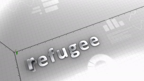 Bilgisayar Üretimi Büyüyen Grafiksel Mülteci Krizi — Stok video